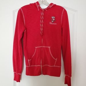 RED WISCONSIN BADGERS WOMEN'S ZIP HOODIE SWEATSHIRT SIZE XS